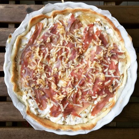 Tarte jambon cru chevre miel